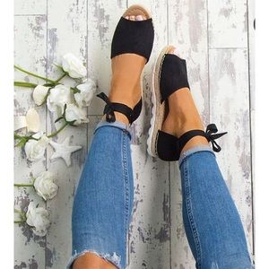 Black open toe espadrille sandals